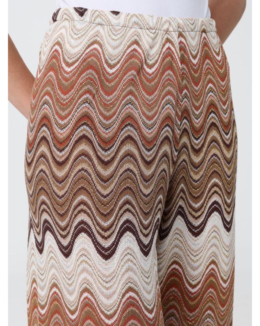 Mc2 Saint Barth Brown High-Waisted Wide Leg Trousers With Wave Pattern