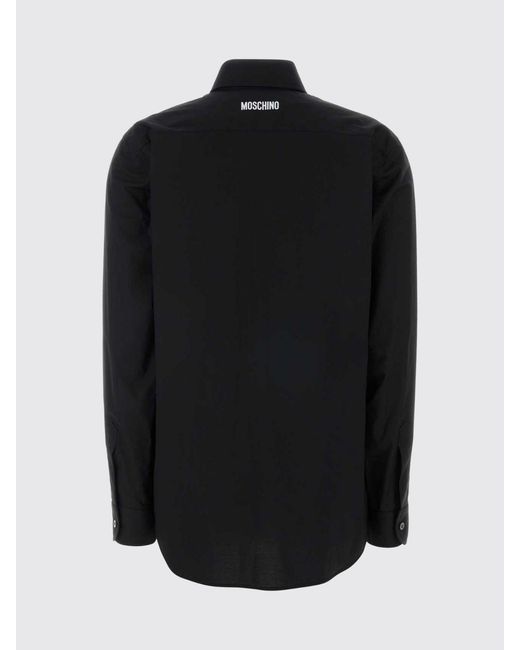 Moschino Black Stretch Cotton Shirt With Floral Print