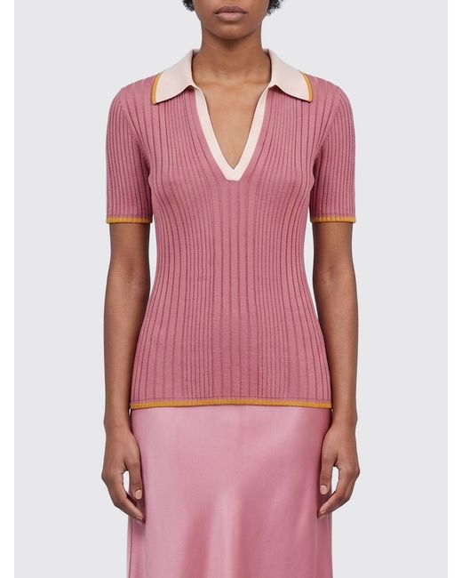 Roberto Collina Pink Viscose Knit Polo Shirt