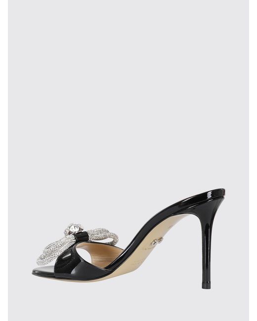 Mach & Mach Natural Patent Leather Mules With Jewel Bow Machmach