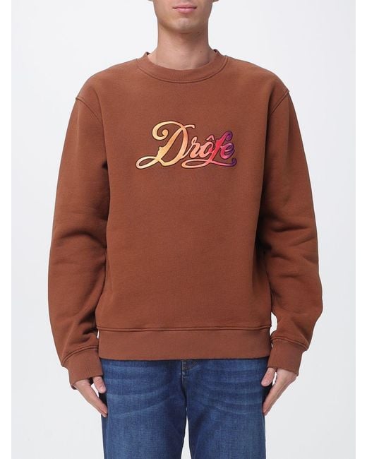 Drole de Monsieur Orange Cotton Blend Crewneck Sweatshirt With Logo for men