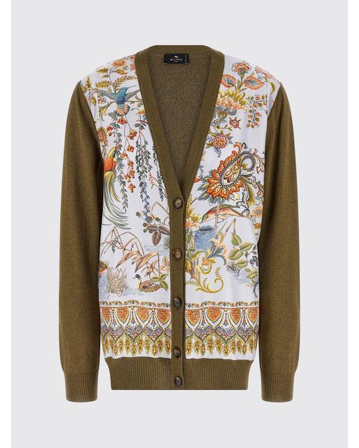 Etro Green Paisley Cotton Blend Cardigan