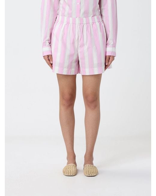 Mc2 Saint Barth Pink Striped Cotton Shorts