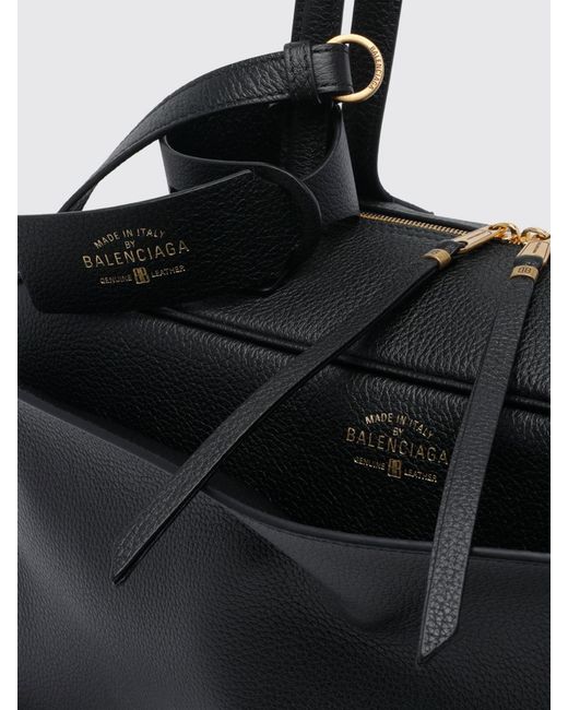 Balenciaga Black Grained Calfskin Leather Shoulder Bag With Logo And Charm