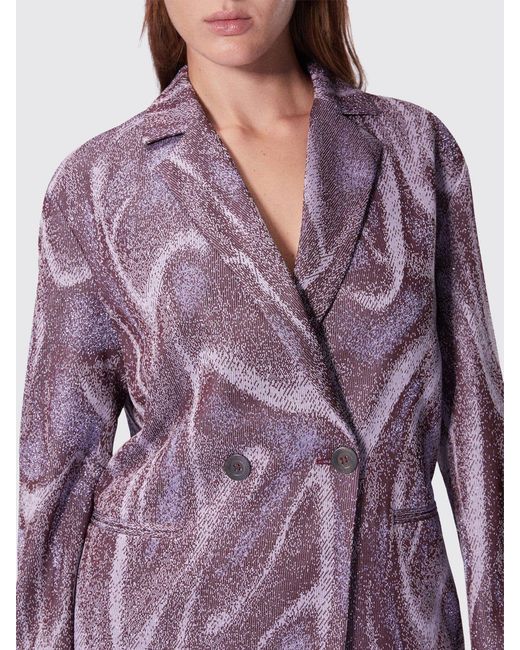 MACCAPANI Purple Double-Breasted Viscose And Cotton Blazer