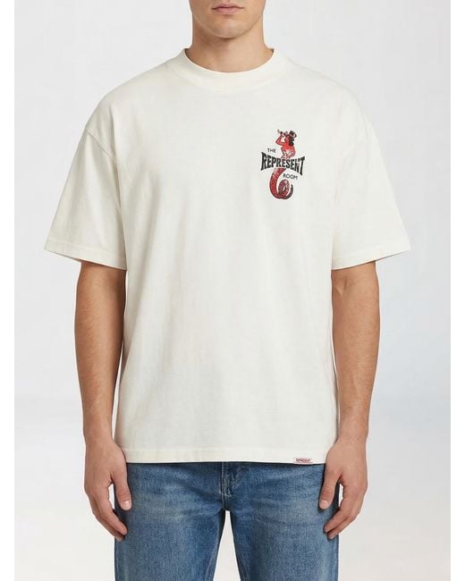 Represent White Printed Cotton T-Shirt for men