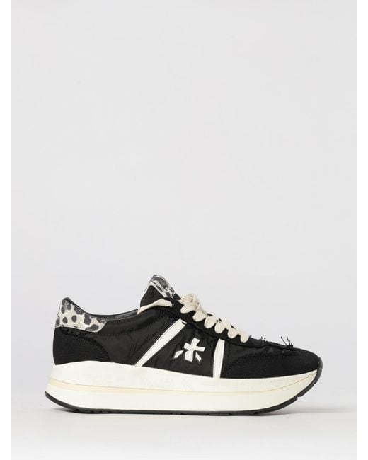 Premiata White Bethcoin Suede And Mesh Sneakers