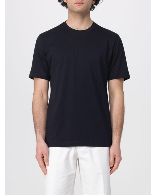 Zanone Black Basic Cotton And Silk T-Shirt for men
