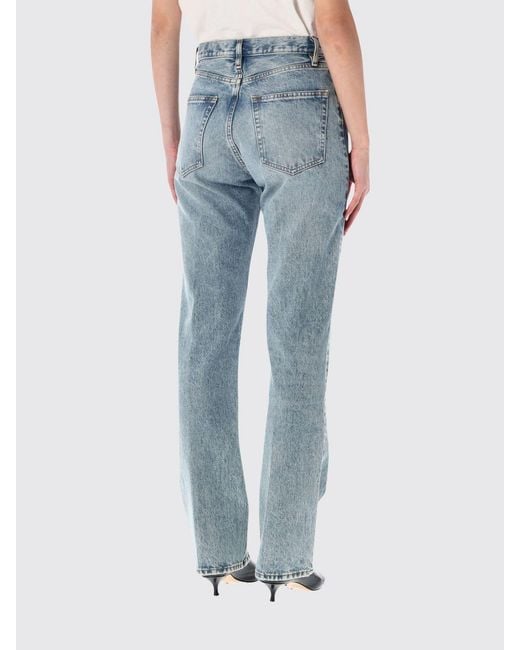FRAME Blue The Vertical High-Waisted Straight Jeans