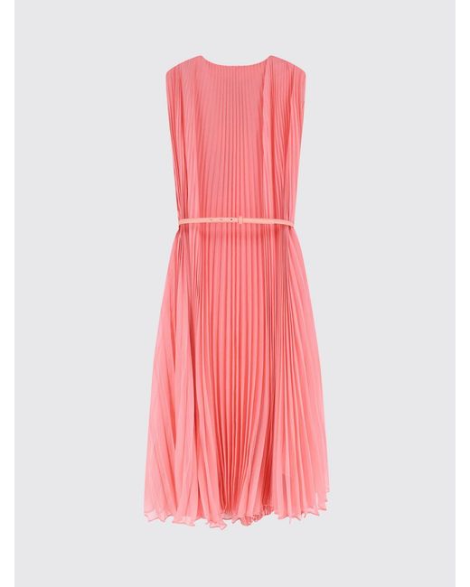 Max Mara Pink Pleated Dress With Belt