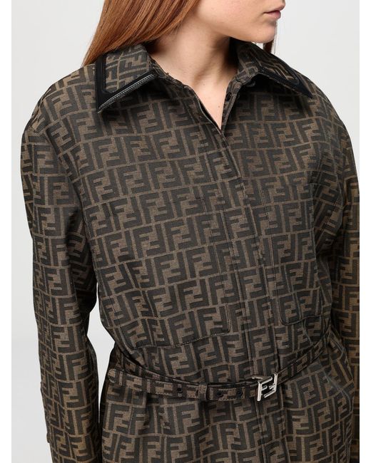 Fendi Black Canvas Jacket With All-Over Monogram