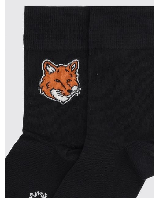 Maison Kitsuné Black Maison KitsunÉ Set Of 3 Pairs Of Stretch Cotton Socks With Jacquard Logo