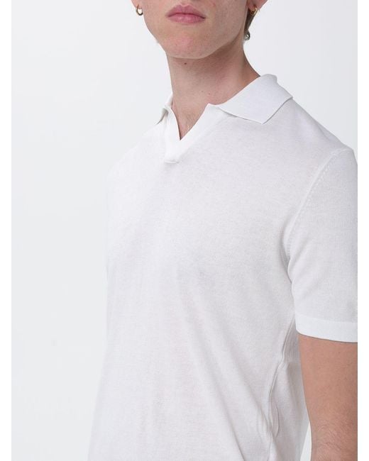 Brooksfield White Cotton Crepe Polo Shirt for men