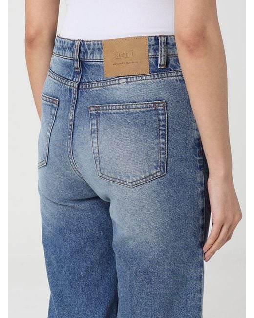 Jeans Flared De Denim De Algodón AMI de color Blue