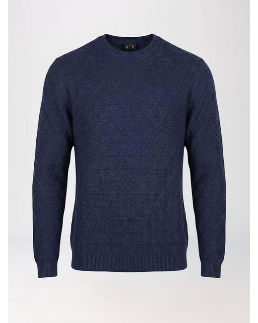 ARMANI EXCHANGE Blue Viscose Blend Crew Neck Pullover for men