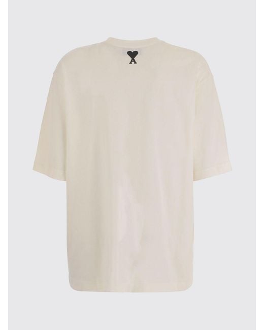 AMI Natural Oversized Cotton T-Shirt With Logo for men
