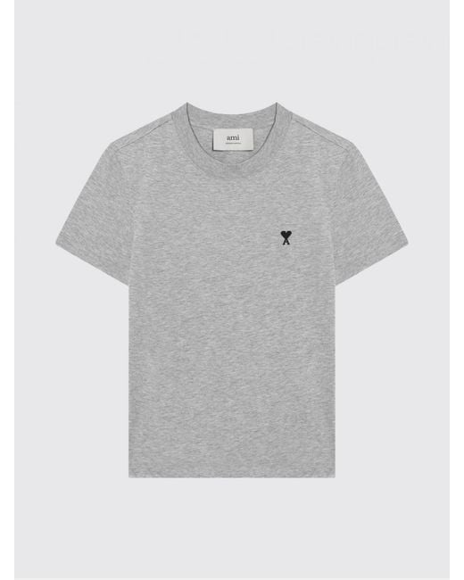 AMI White Crewneck Cotton T-Shirt With Embroidered Ami De Coeur Logo And Dropped Shoulders for men