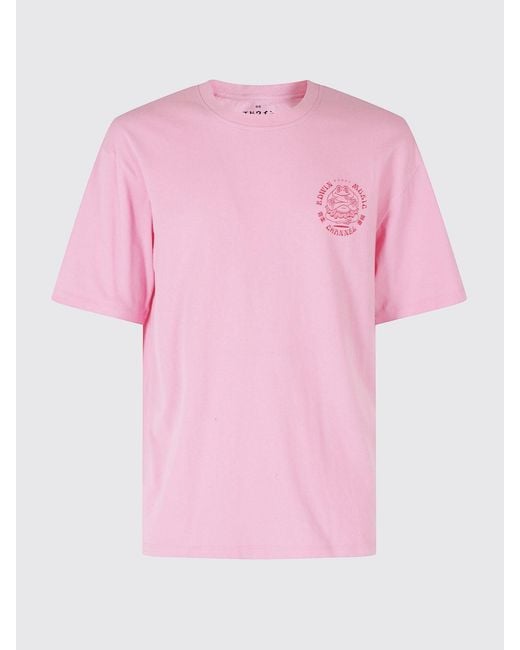 Edwin Pink Printed Cotton T-Shirt for men