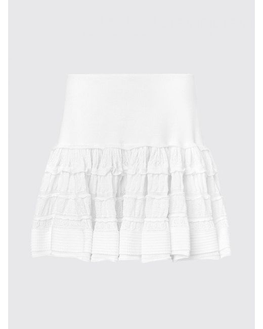 Alaïa White Ruffled Wool Mini Skirt