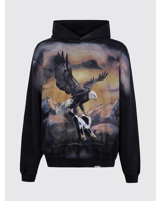Represent Gray Cotton Hoodie With Print for men