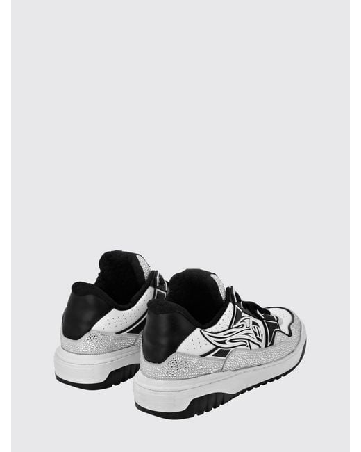Philipp Plein White Leather And Rubber Rhinestone Sneakers for men