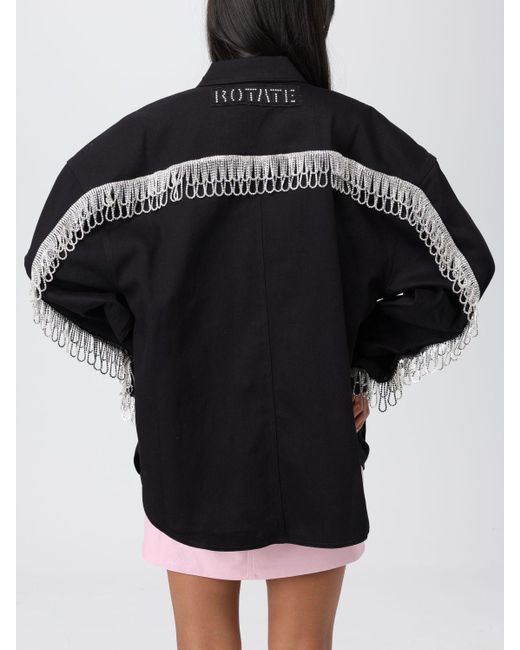 ROTATE BIRGER CHRISTENSEN Black Crystal Organic Cotton Shirt Jacket