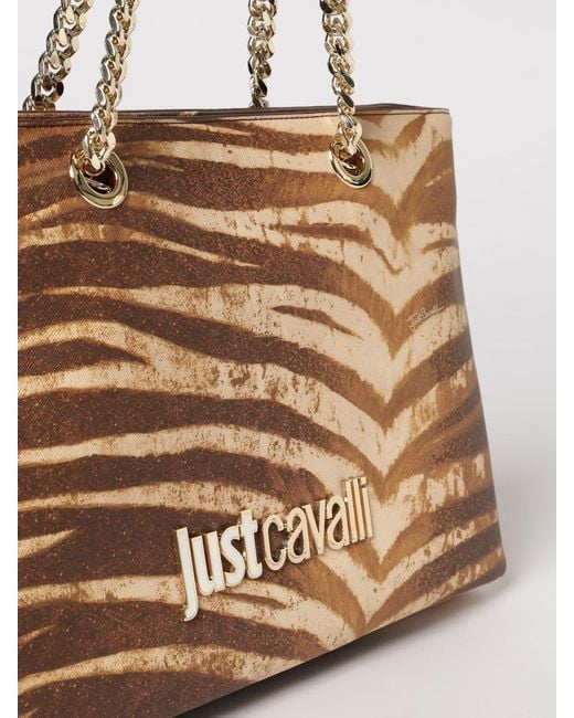 Just Cavalli Natural Zebra Print Twill Bag