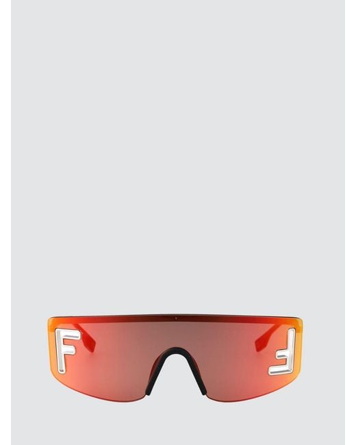 Fendi Red Ff Monogram Metal Shield Sunglasses for men