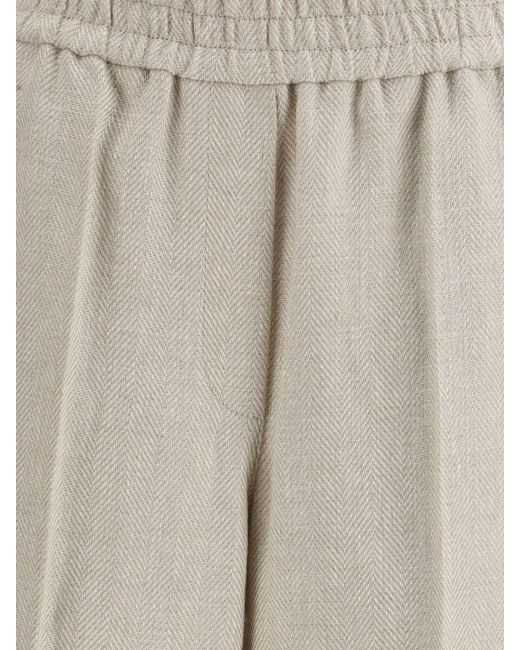 Brunello Cucinelli Natural Linen And Cotton Palazzo Trousers