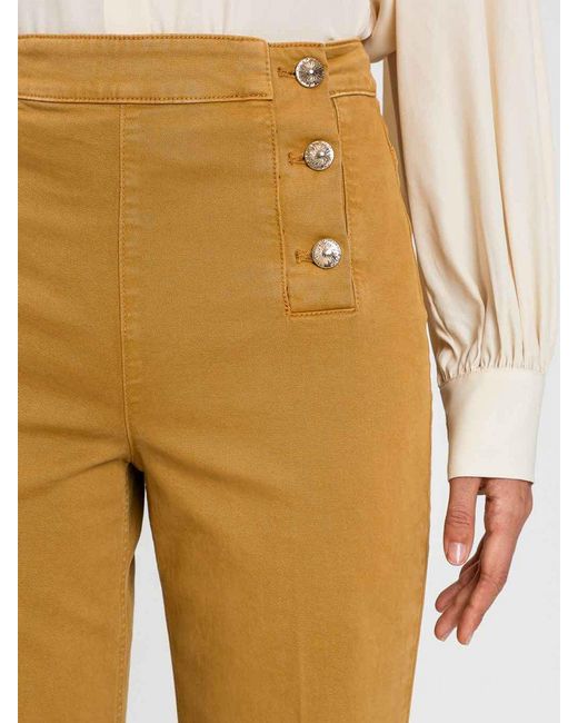 Twinset Yellow Flared Stretch Cotton Trousers