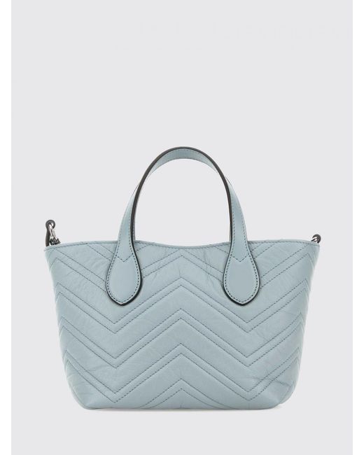 Gucci Blue Gg Marmont Mini Chevron Quilted Bag