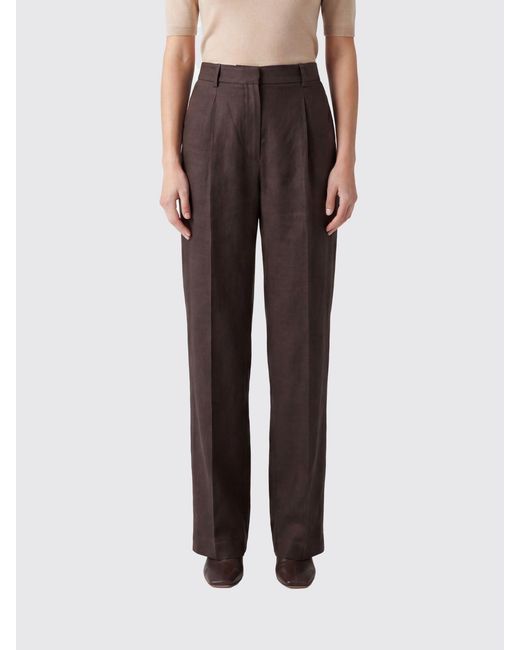 Tela Brown Linen Blend Tailored Trousers
