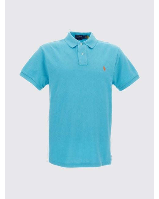 Polo Ralph Lauren Blue Pony Logo Cotton Polo Shirt for men