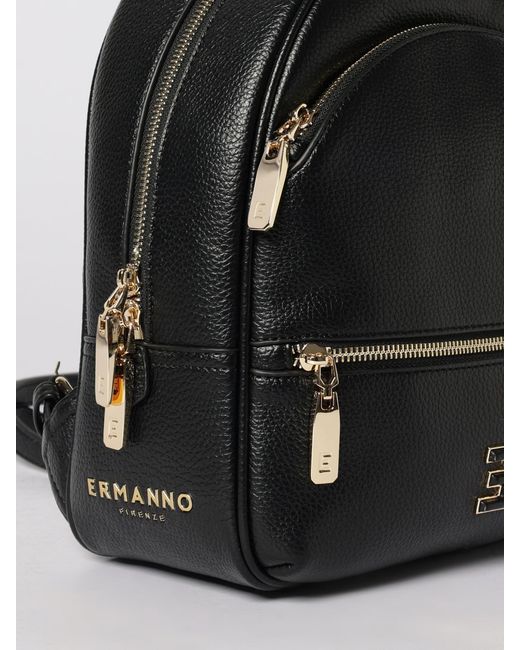 ERMANNO FIRENZE Black Grained Synthetic Leather Backpack