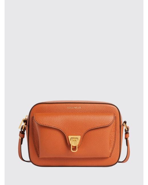 Coccinelle Orange Beat Mini Hammered Leather Bag