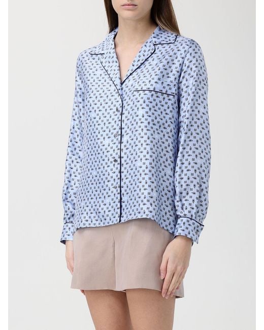 Max Mara Blue Disco Printed Silk Shirt