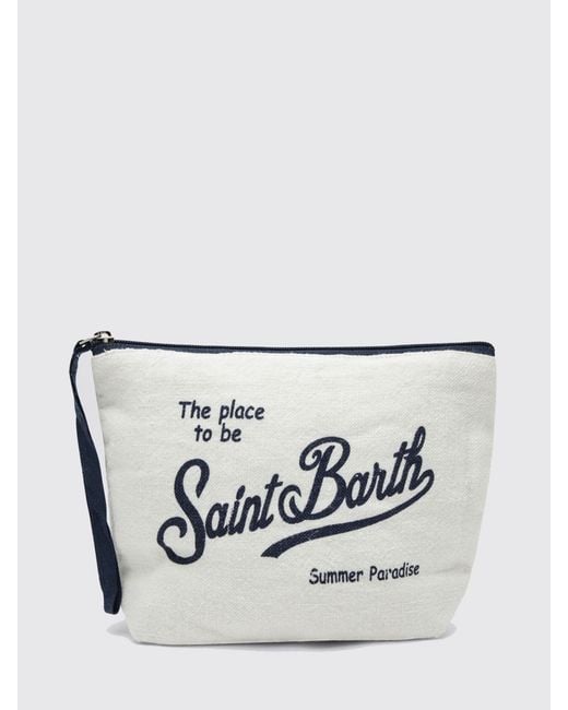 Mc2 Saint Barth Gray Aline Striped Linen Pochette
