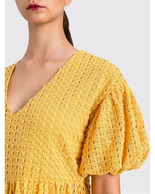 Twinset Yellow Sangallo Mini Dress