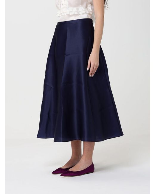 Alberta Ferretti Blue Silk Organza Midi Skirt