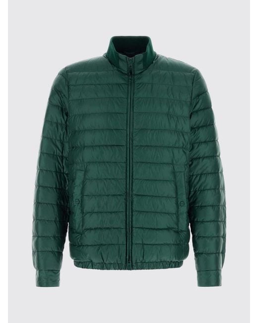 Herno Green Short Quilted Nylon Puffer Jacket With High Collar And Elasticated Hem for men