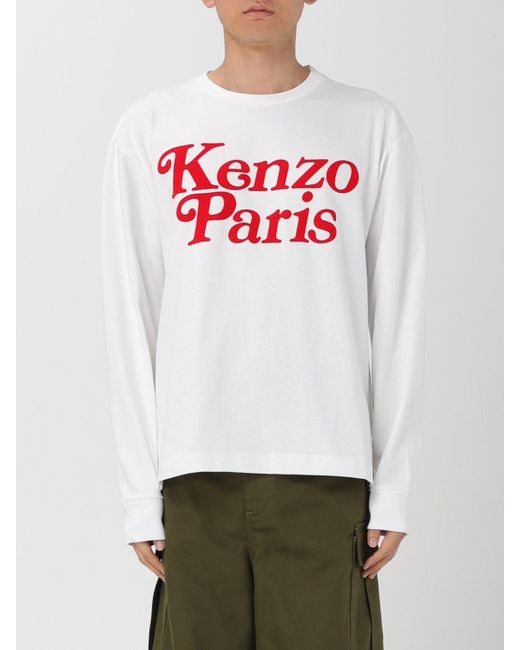 T-shirt in cotone con logo di KENZO in Gray da Uomo
