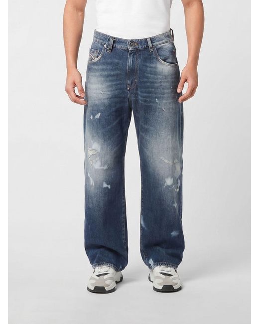 Philipp Plein Blue Wide-Leg Jeans for men