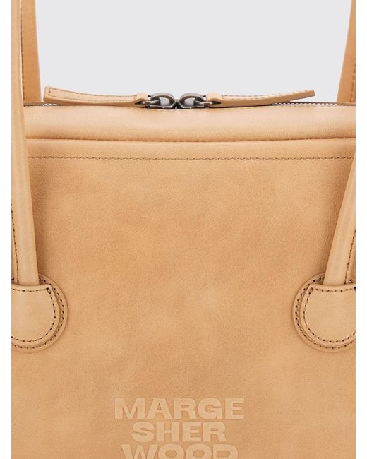 MARGE SHERWOOD Natural Boston Smooth Leather Shoulder Bag With Double Handle