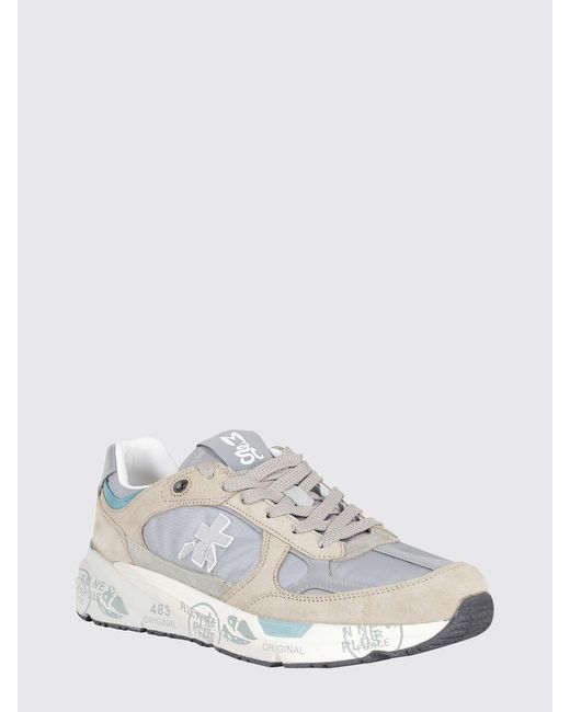 Premiata White Mase Suede And Canvas Sneakers for men