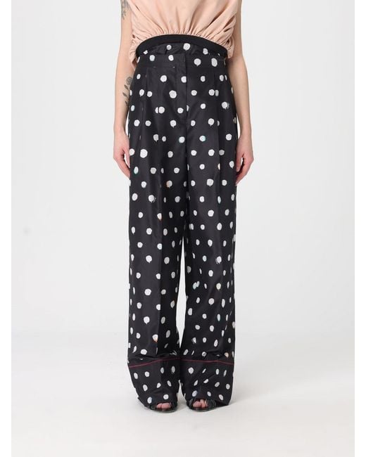 Fendi Black Polka Dot Silk Trousers
