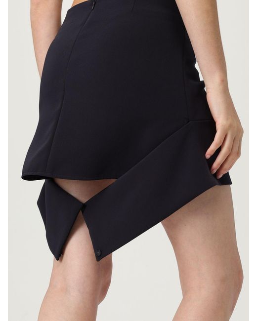 Courreges Blue Stylish Mini Skirt With Unique Tie Detail And Pocket Accent