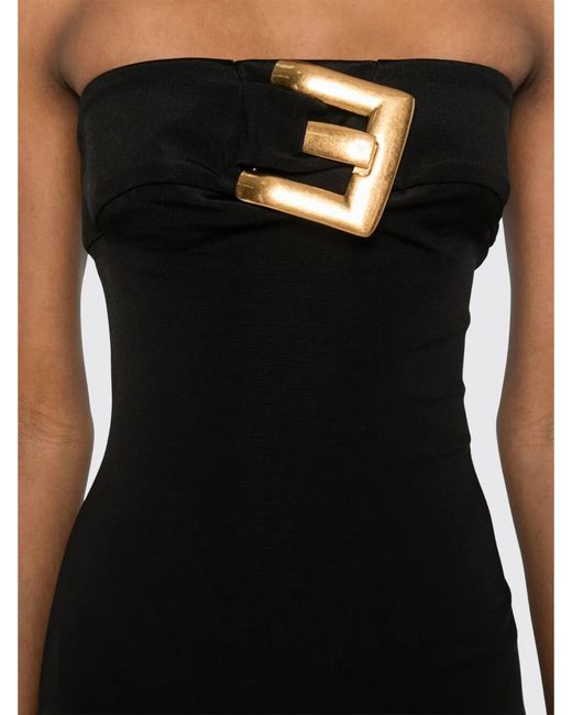 Balmain Black Long Stretch Viscose Dress