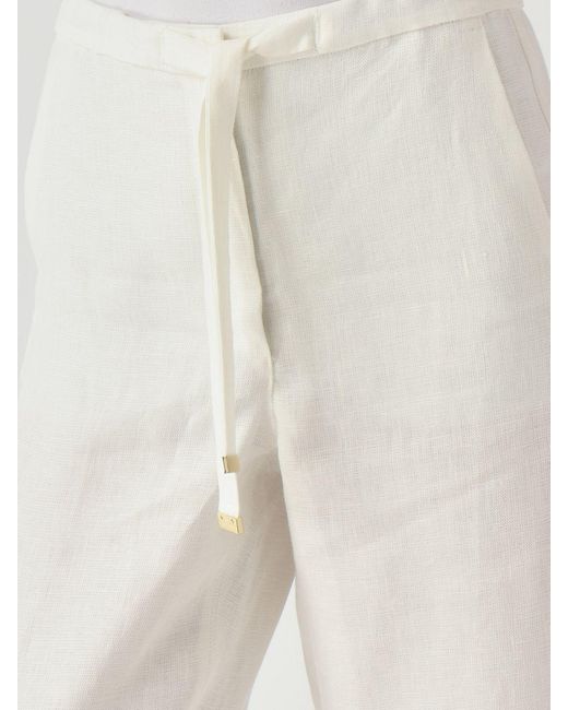 Max Mara White Linen Wide-Leg Trousers