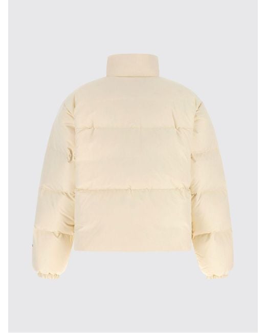 Jil Sander Natural Short Quilted Nylon Puffer Jacket With High Collar