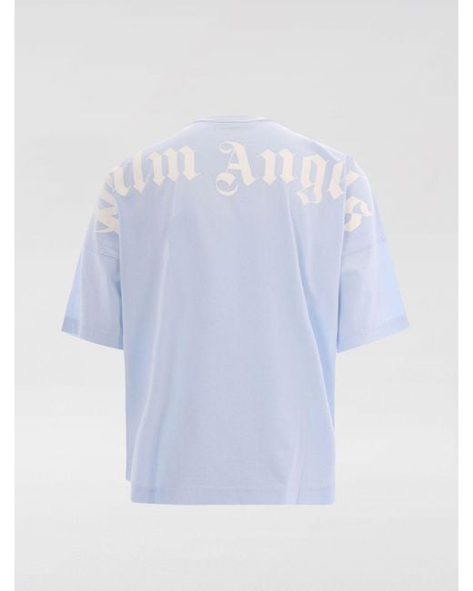 Palm Angels White Cotton T-Shirt With Logo for men